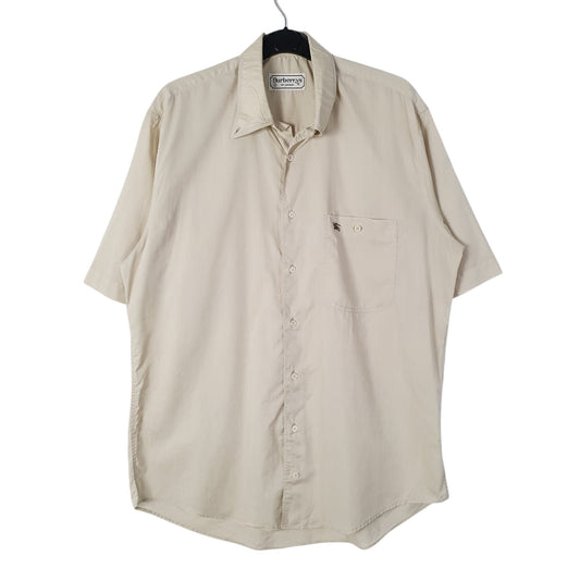 Mens Cream Burberry Vintage 90s Short Sleeve Shirt