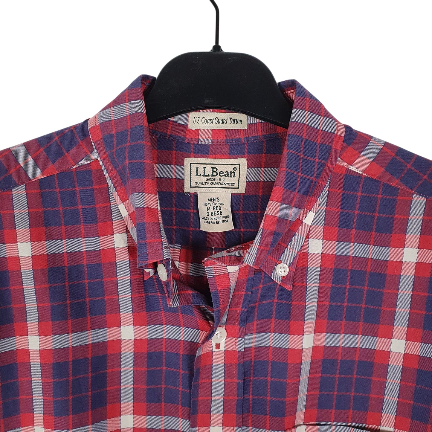 Mens Red L.L.Bean US Coast Guard Tartan  Shirt
