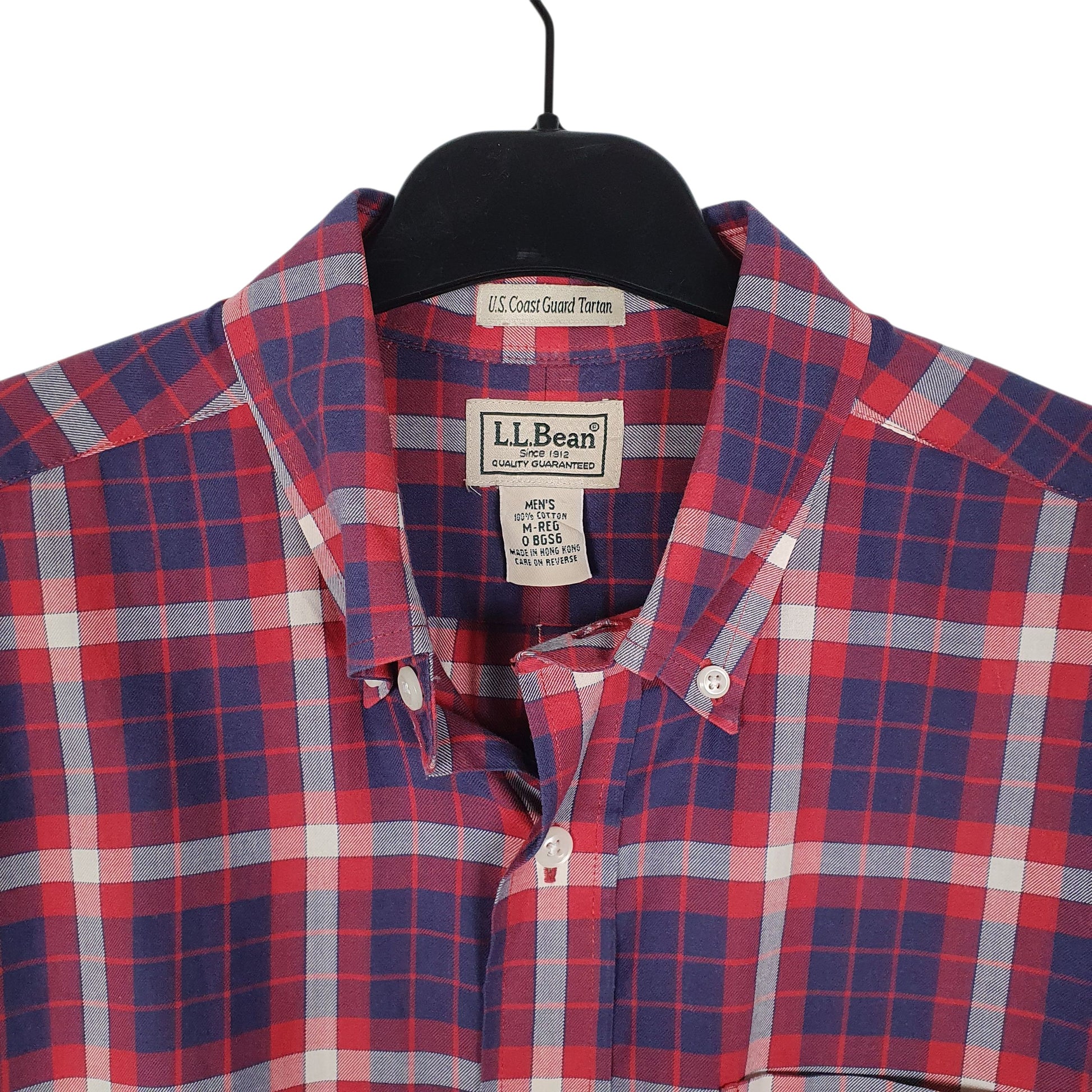 Mens Red L.L.Bean US Coast Guard Tartan  Shirt