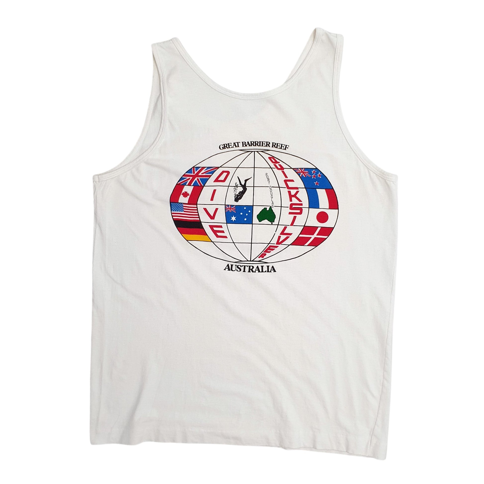 Mens White Unbranded Quiksilver Diving Australia Vest  T Shirt