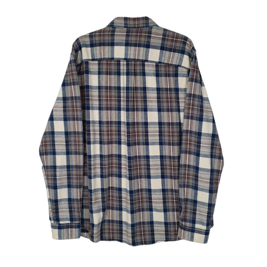 Mens Grey L.L.Bean Thick Flannel Plaid  Shirt