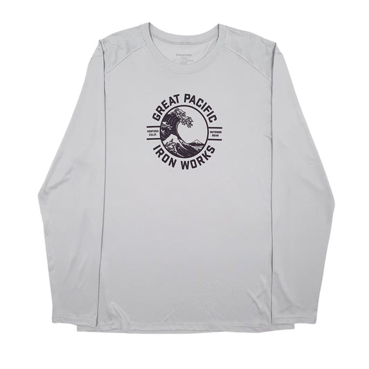 Mens Grey Patagonia Capilene Silk Weight Long Sleeve T Shirt