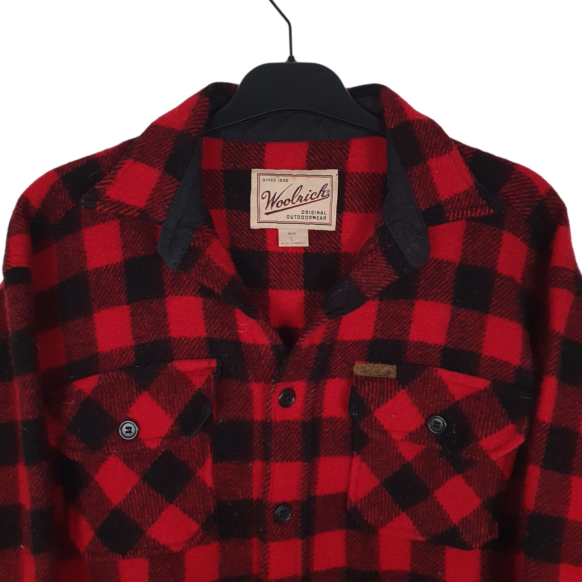Mens Red Woolrich Thick Flannel Plaid Shacket Jacket  Shirt