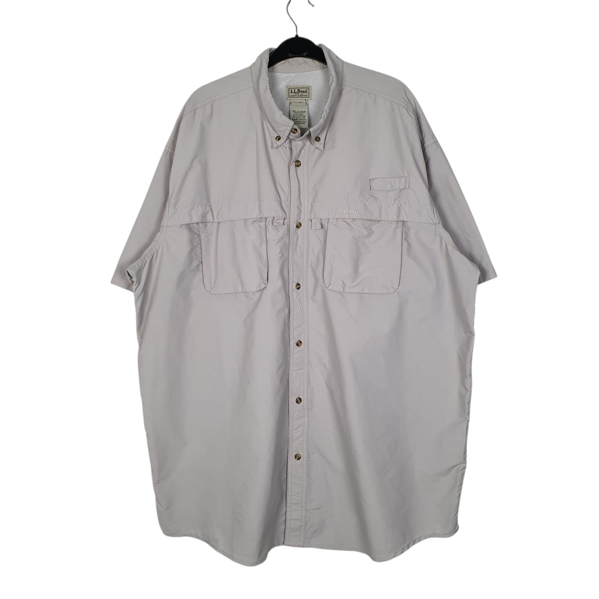 Mens Grey L.L.Bean Walking Hiking Short Sleeve Shirt