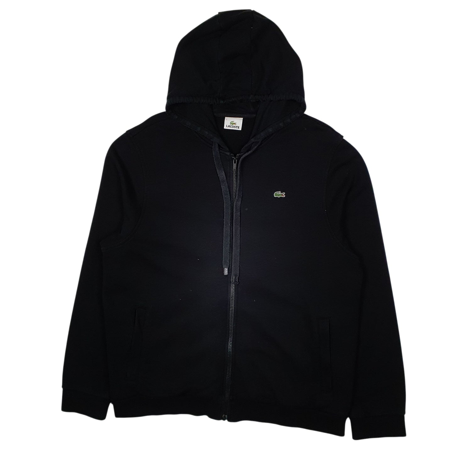 Mens Black Lacoste Hoodie Full Zip Jumper