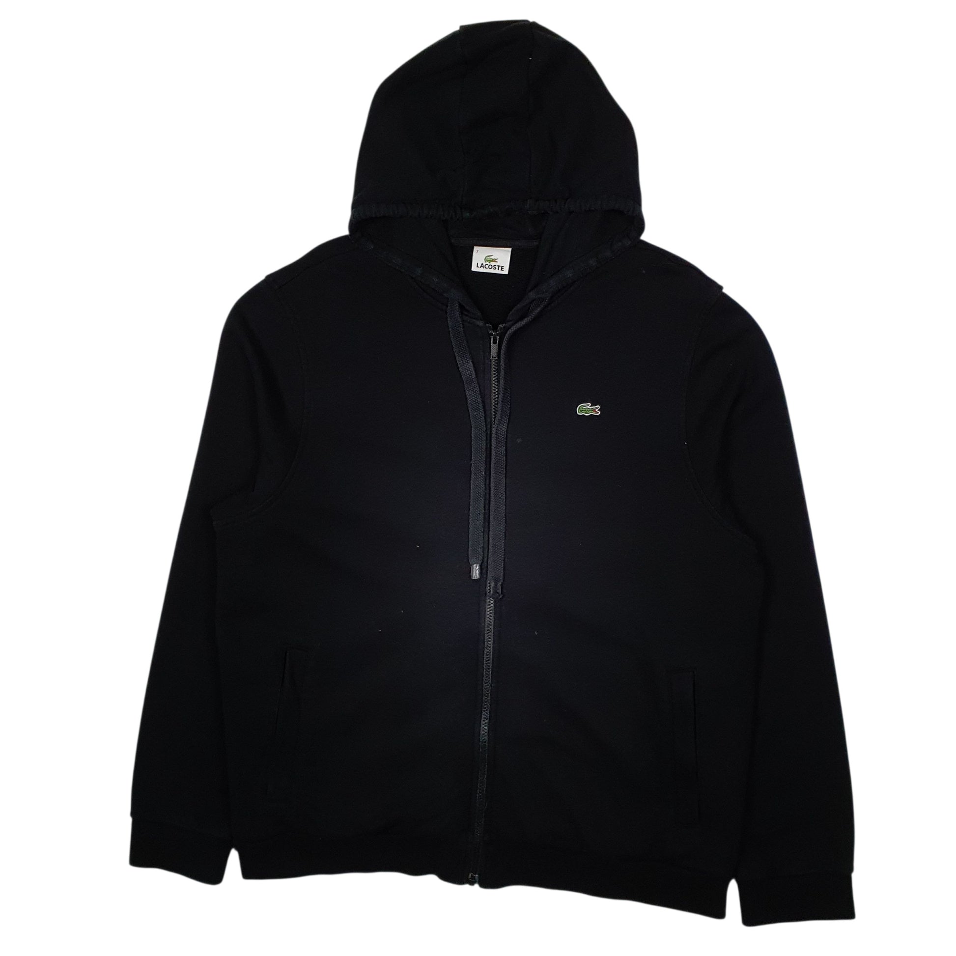 Mens Black Lacoste Hoodie Full Zip Jumper