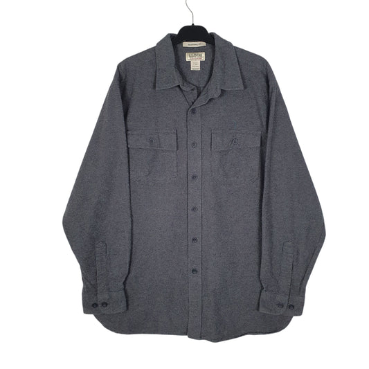 Mens Grey L.L.Bean Thick Chamois Long Sleeve Shirt