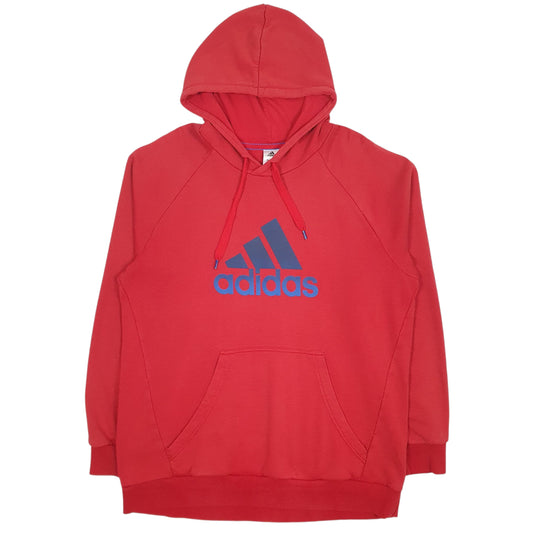 Mens Red Adidas Spellout Hoodie Jumper