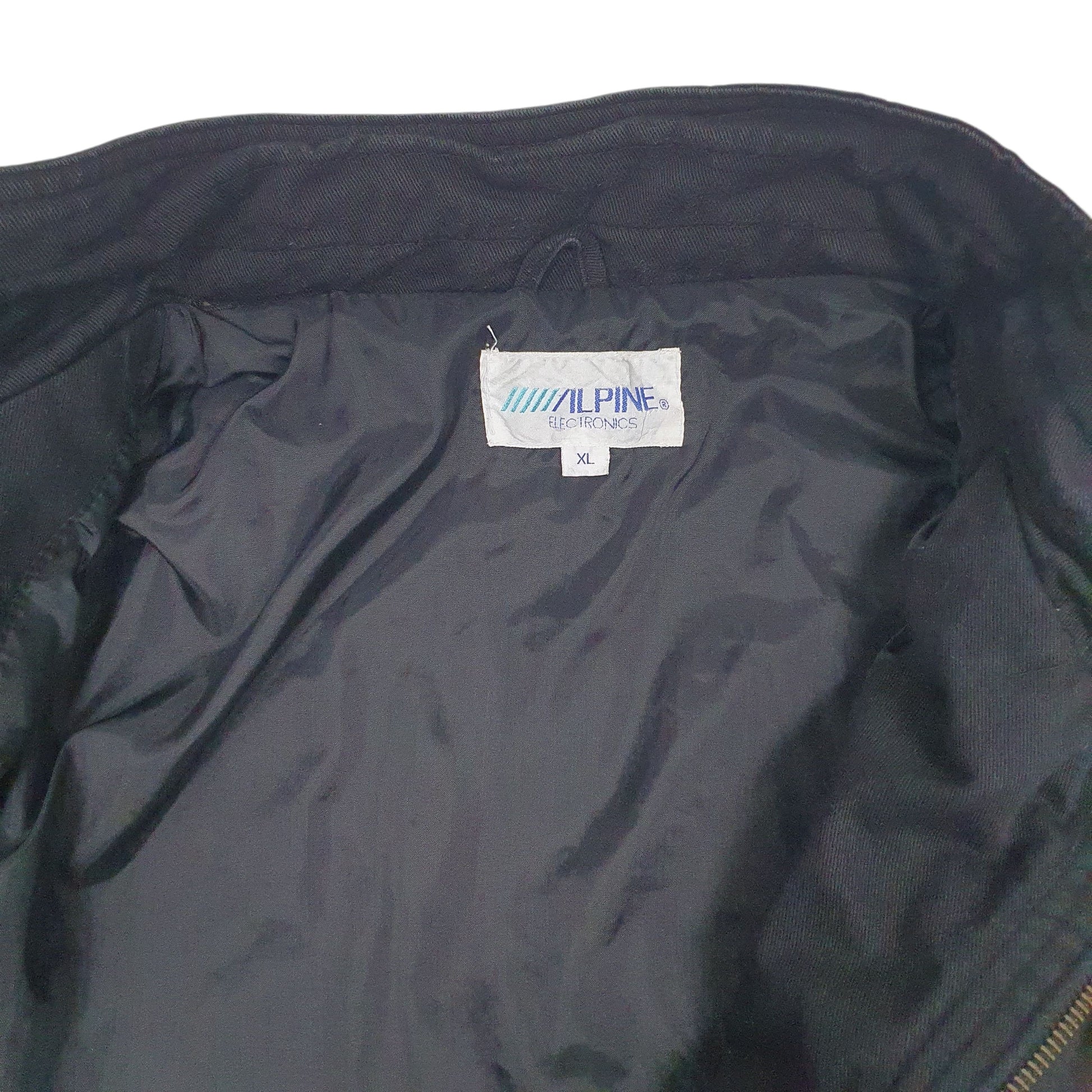 Mens Black Alpine Electronics Vintage Detroit Bomber  Coat