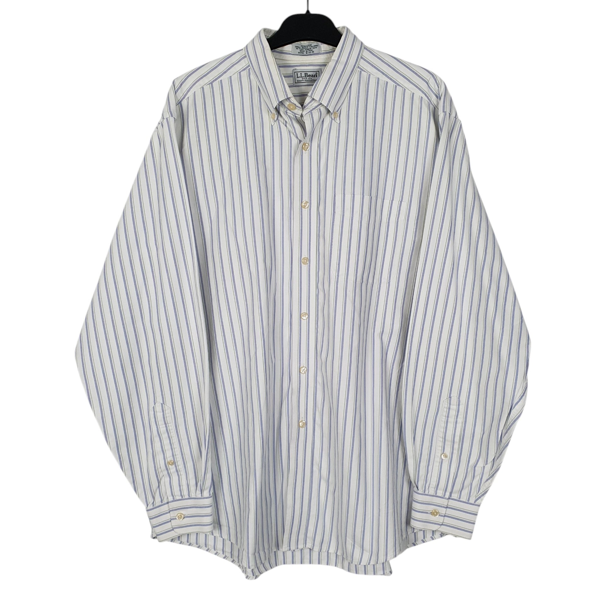 Mens White L.L.Bean Vintage 90s Oxford Long Sleeve Shirt