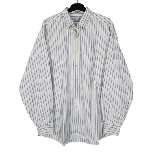 Mens White L.L.Bean Vintage 90s Oxford Long Sleeve Shirt