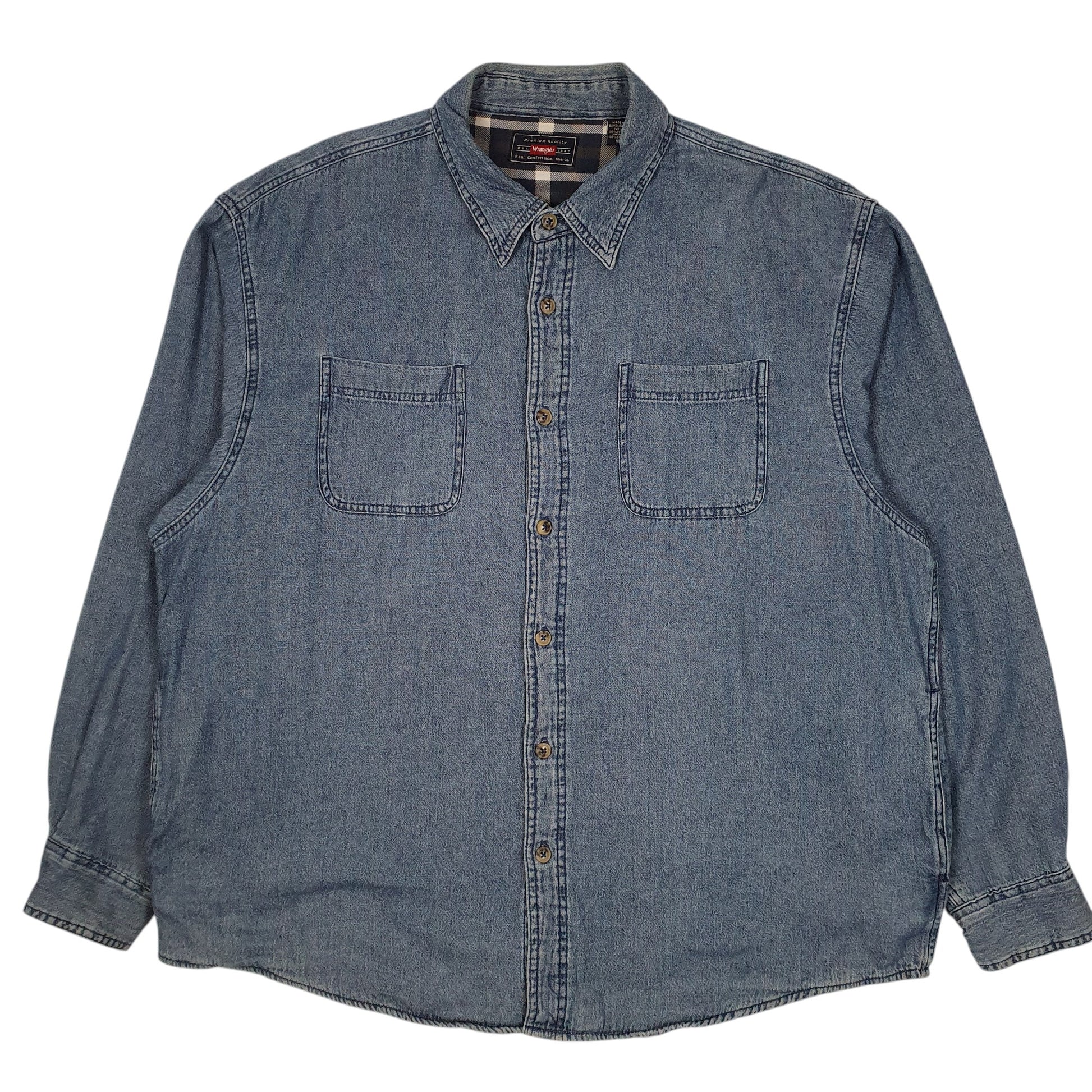 Mens Blue Wrangler Denim Crewneck Coat