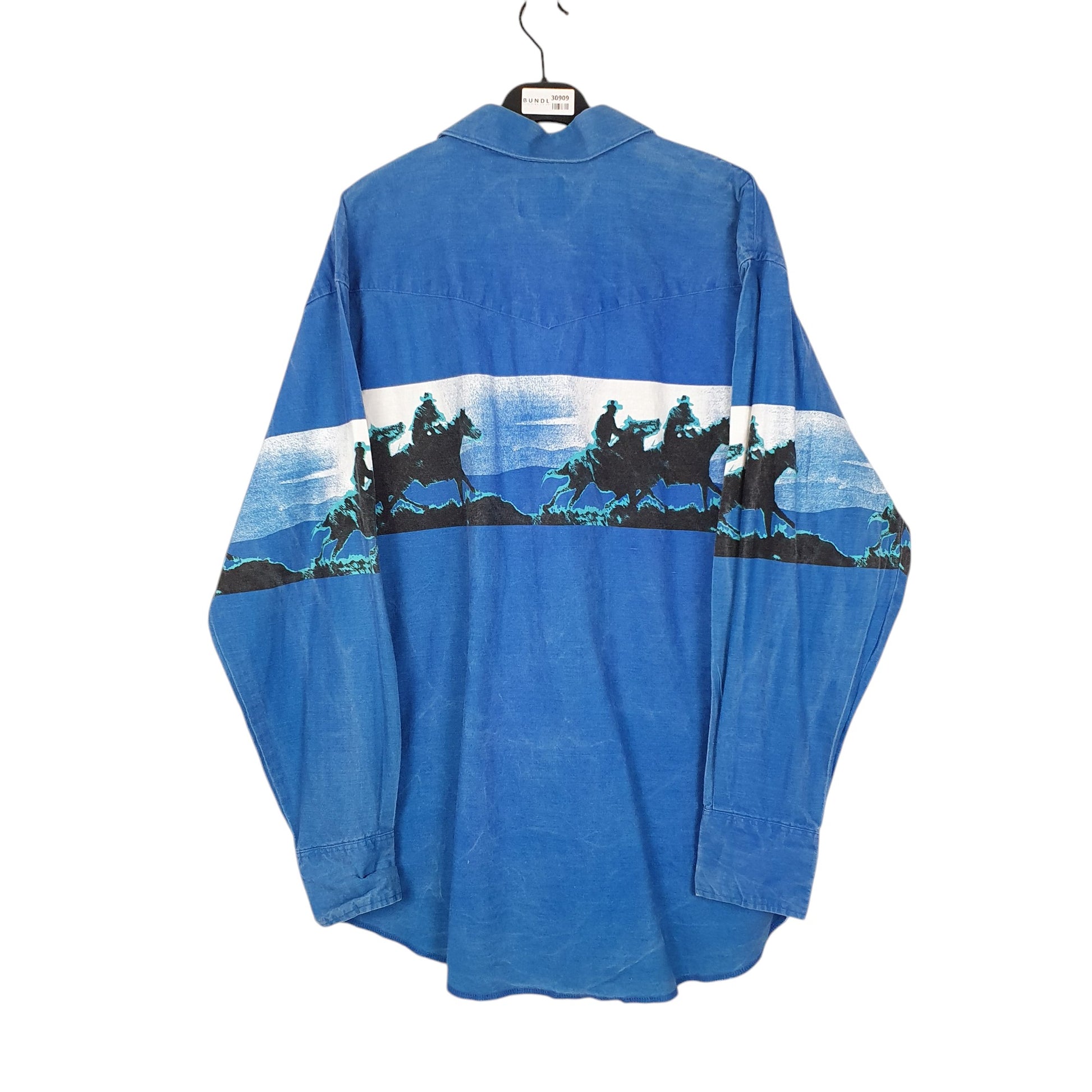 Mens Blue Wrangler Vintage 90s Western Shirts Pearl Snap  Shirt