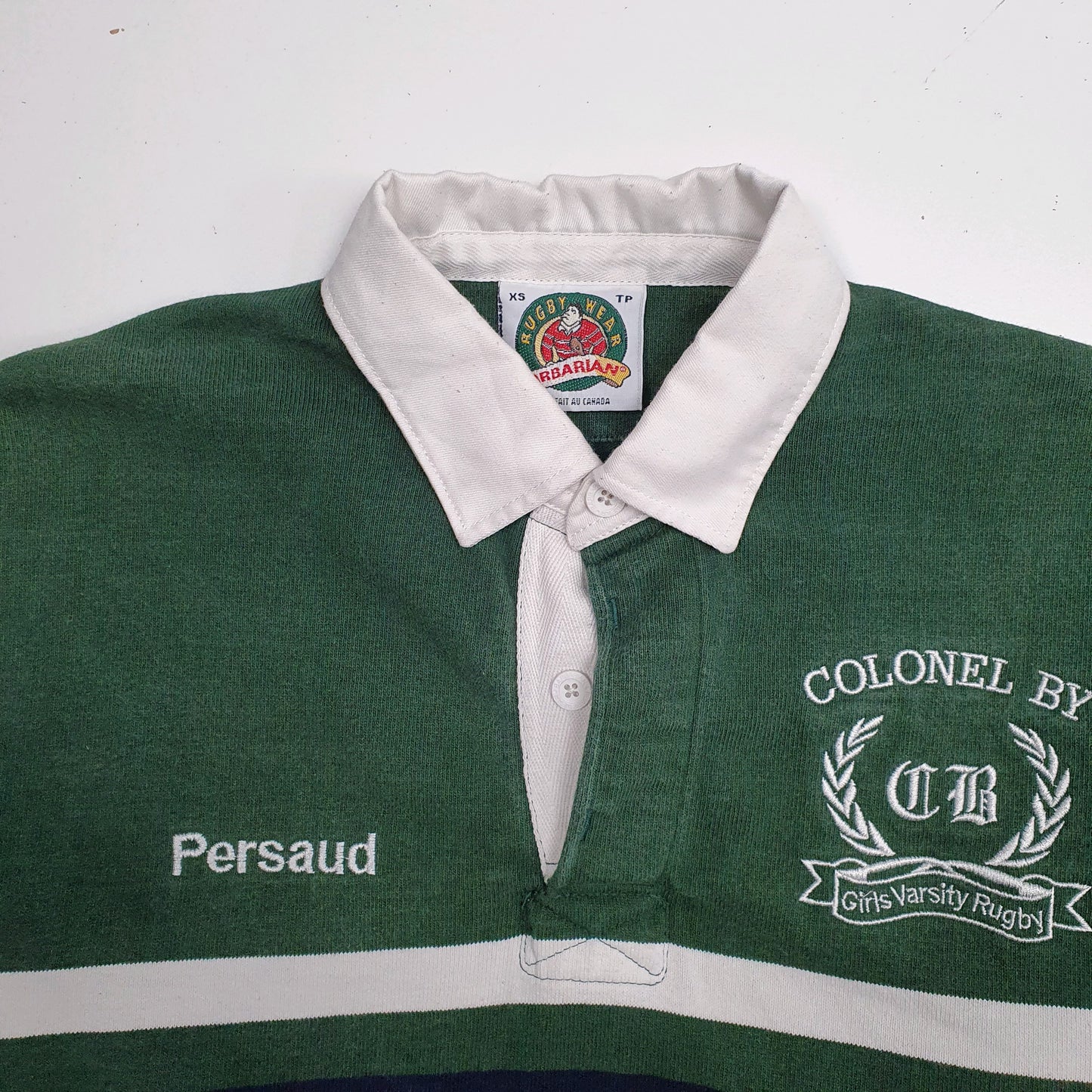 Mens Green Barbarian Varsity Rugby  Polo Shirt