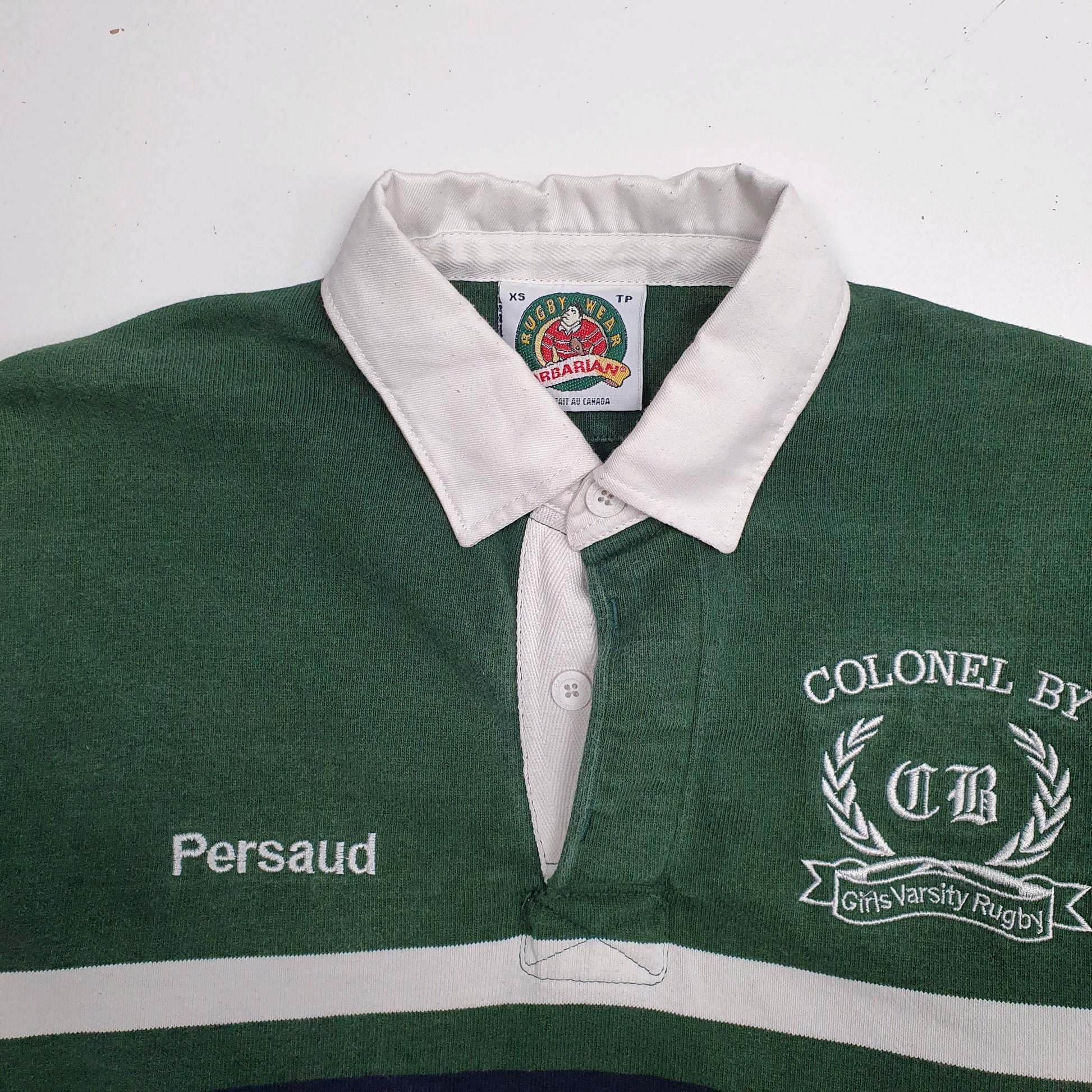 Mens Green Barbarian Varsity Rugby  Polo Shirt