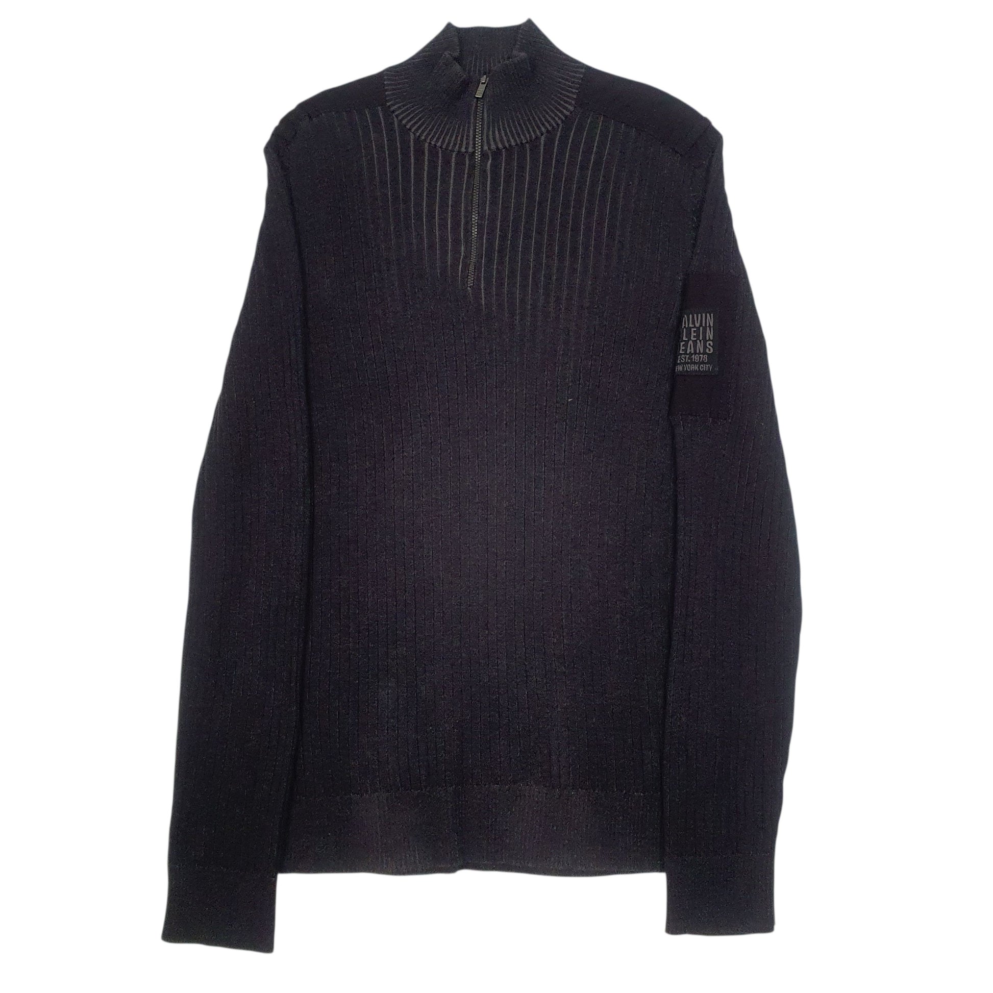 Mens Black Calvin Klein  Quarter Zip Jumper