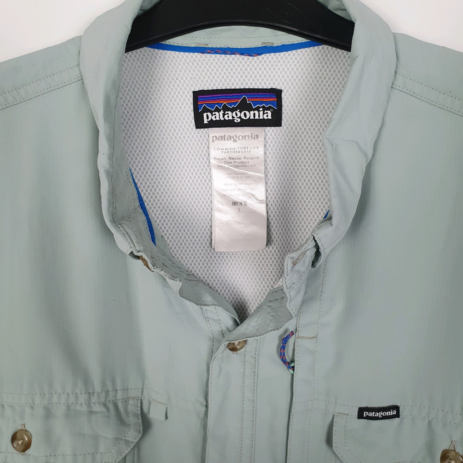 Mens Green Patagonia Sol Patrol Hiking  Shirt