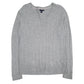 Womens Grey Tommy Hilfiger Cable Knit Knitwear V Neck Jumper