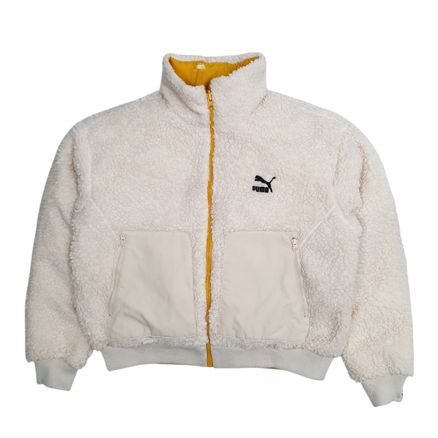 Womens Yellow Puma Reversible Sherpa  Coat