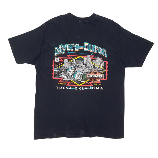 Mens Black Harley Davidson Vintage 90s Quarter Zip T Shirt