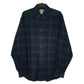 Mens Navy L.L.Bean Scotch Plaid Flannel Long Sleeve Shirt