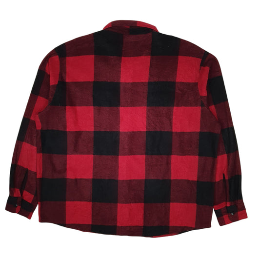 Mens Red Wrangler Fleece Plaid Full Zip Coat