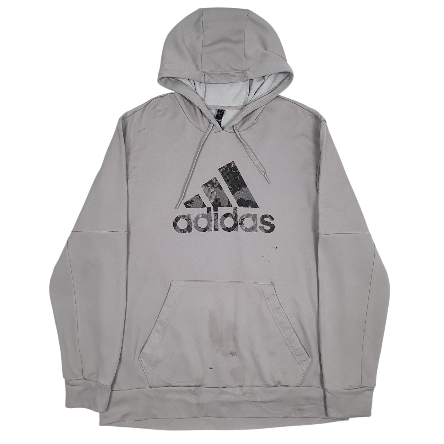 Mens Grey Adidas Spellout AeroReady Hoodie Jumper