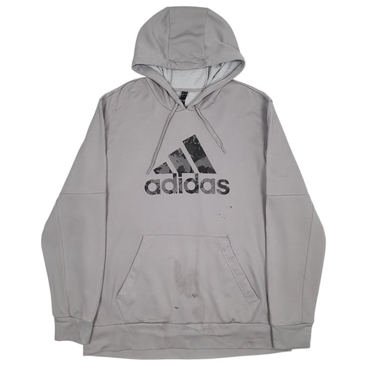 Mens Grey Adidas Spellout AeroReady Hoodie Jumper