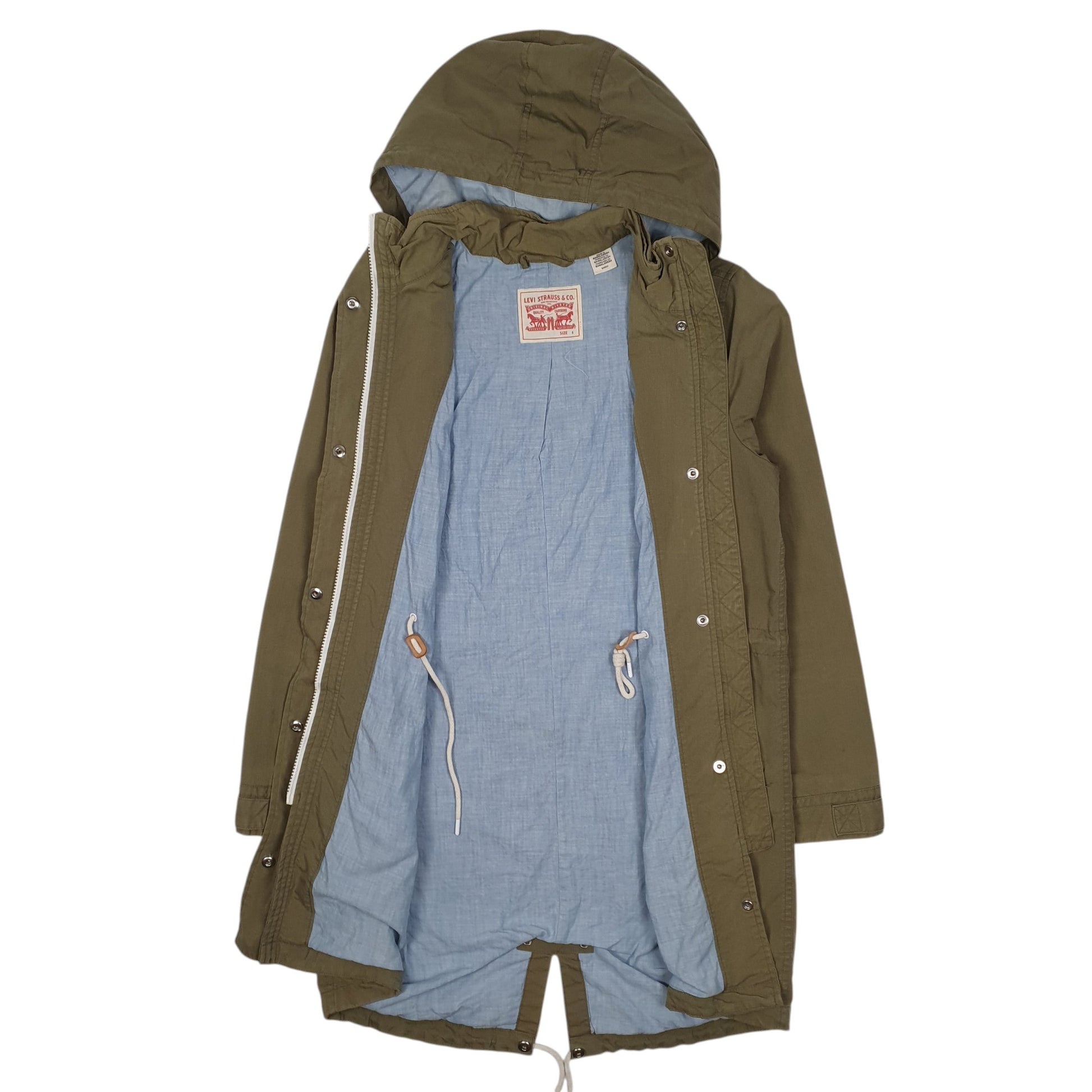 Mens Green Levis Longline Trench Fishtail  Coat