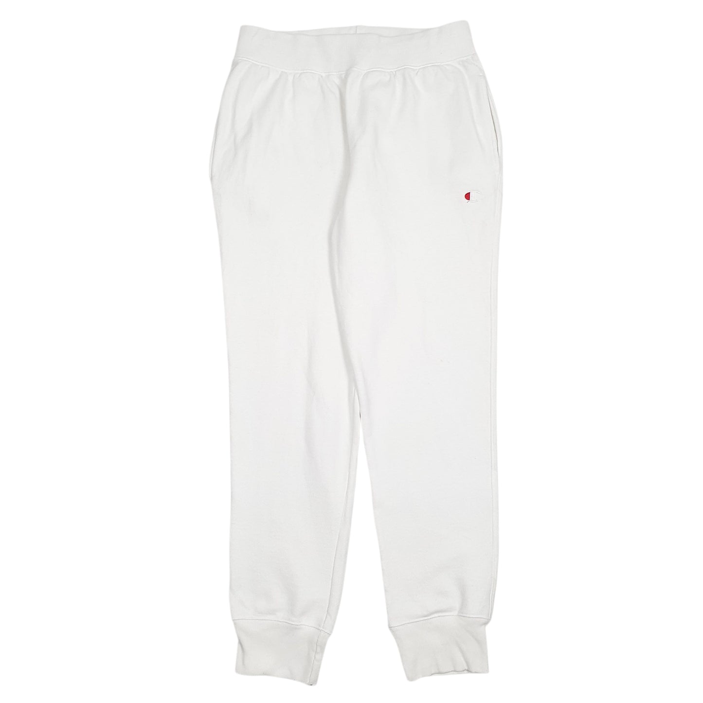 Mens White Champion Reverse Weave Jogger Trousers