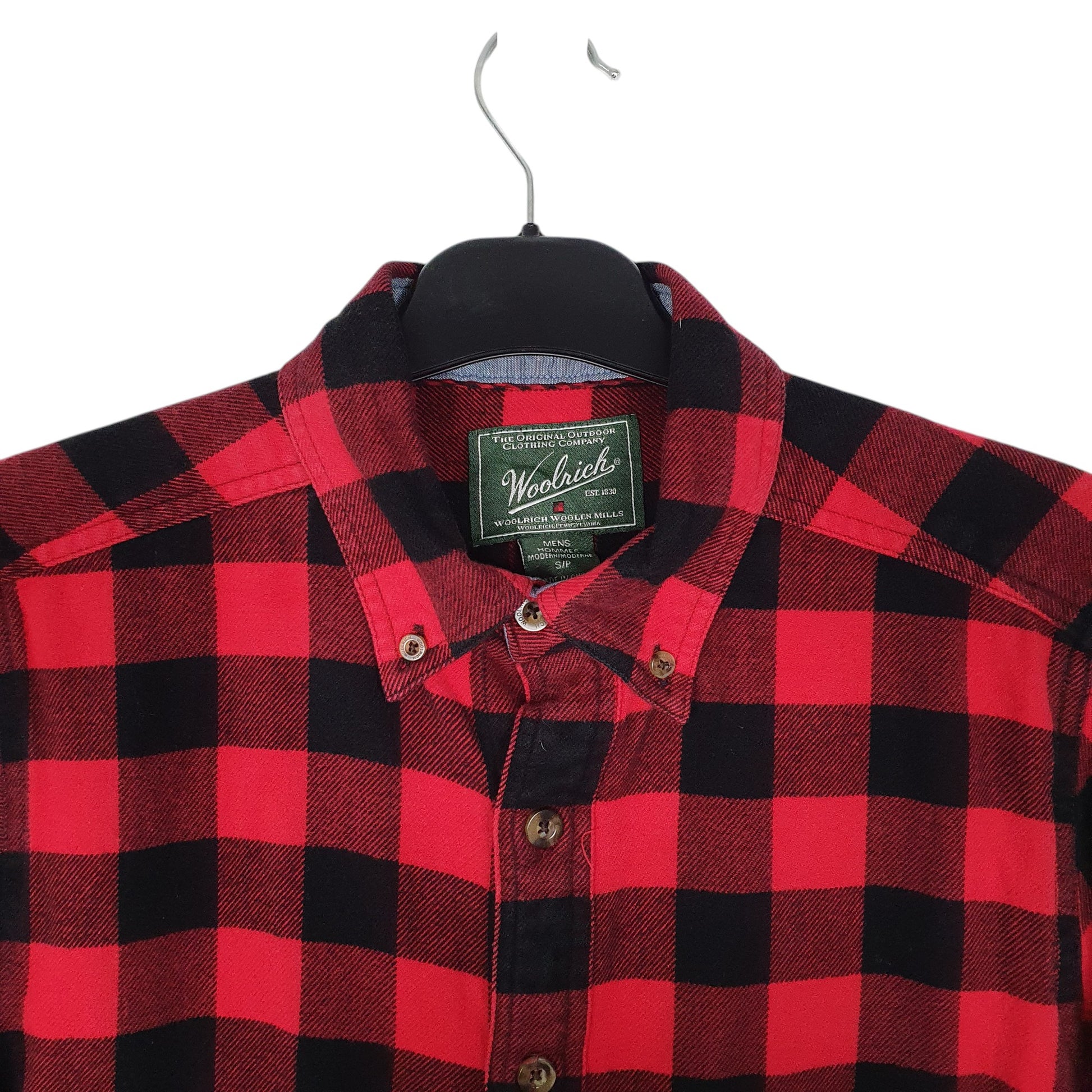 Mens Red Woolrich Flannel Plaid  Shirt