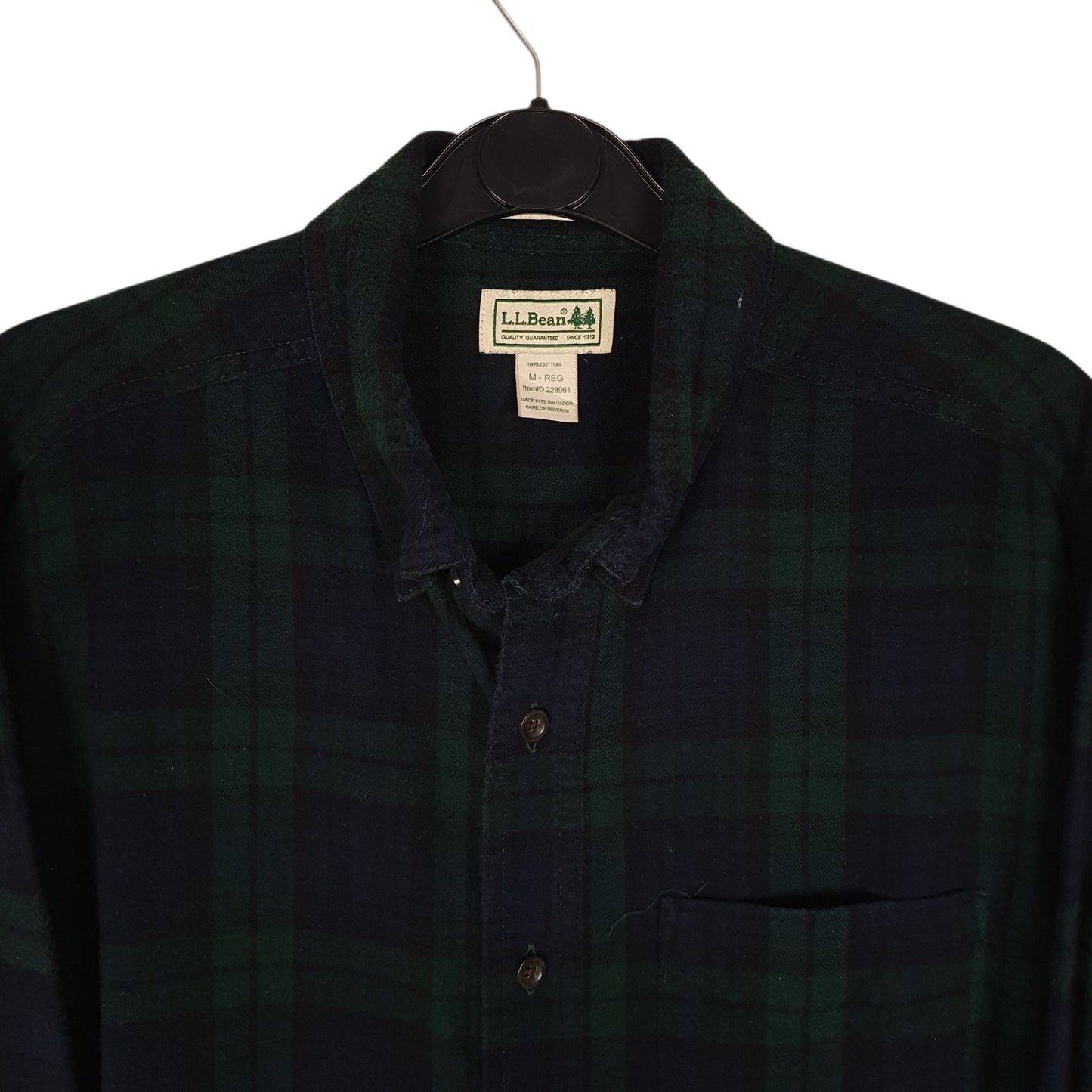 Mens Navy L.L.Bean Thick Plaid Flannel  Shirt