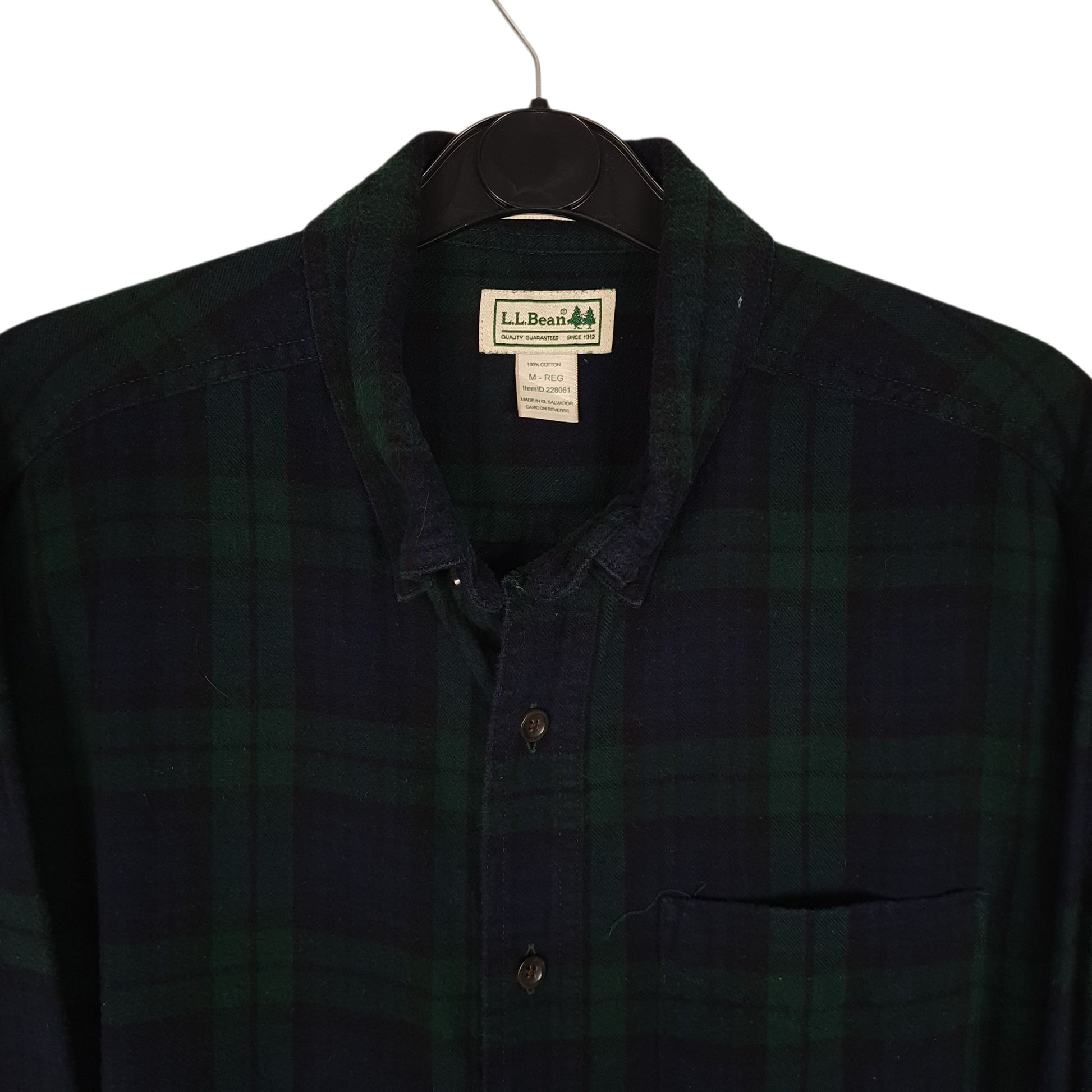 Mens Navy L.L.Bean Thick Plaid Flannel  Shirt