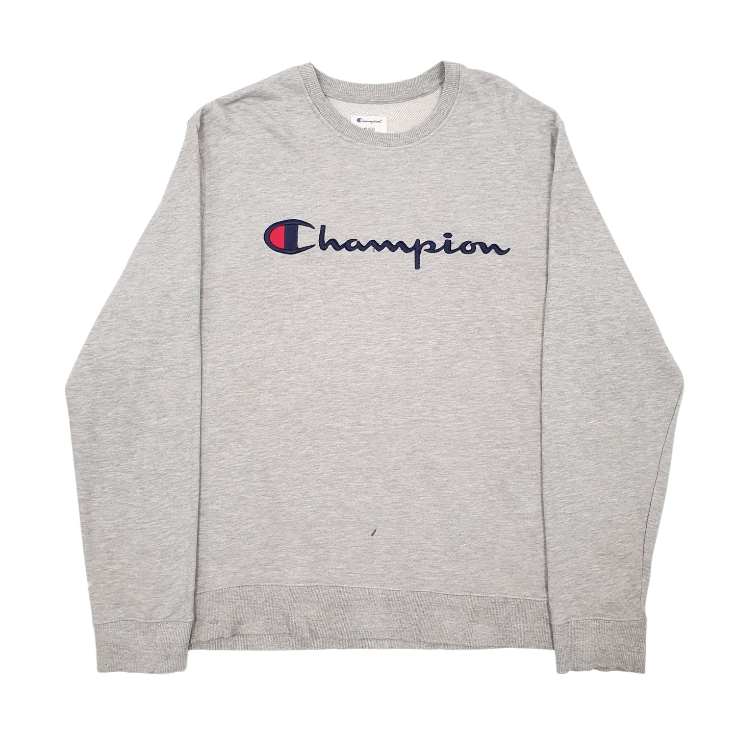 Mens Grey Champion Spellout Crewneck Jumper