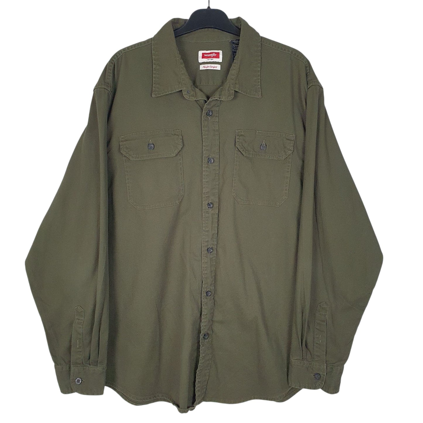 Mens Green Wrangler  Long Sleeve Shirt