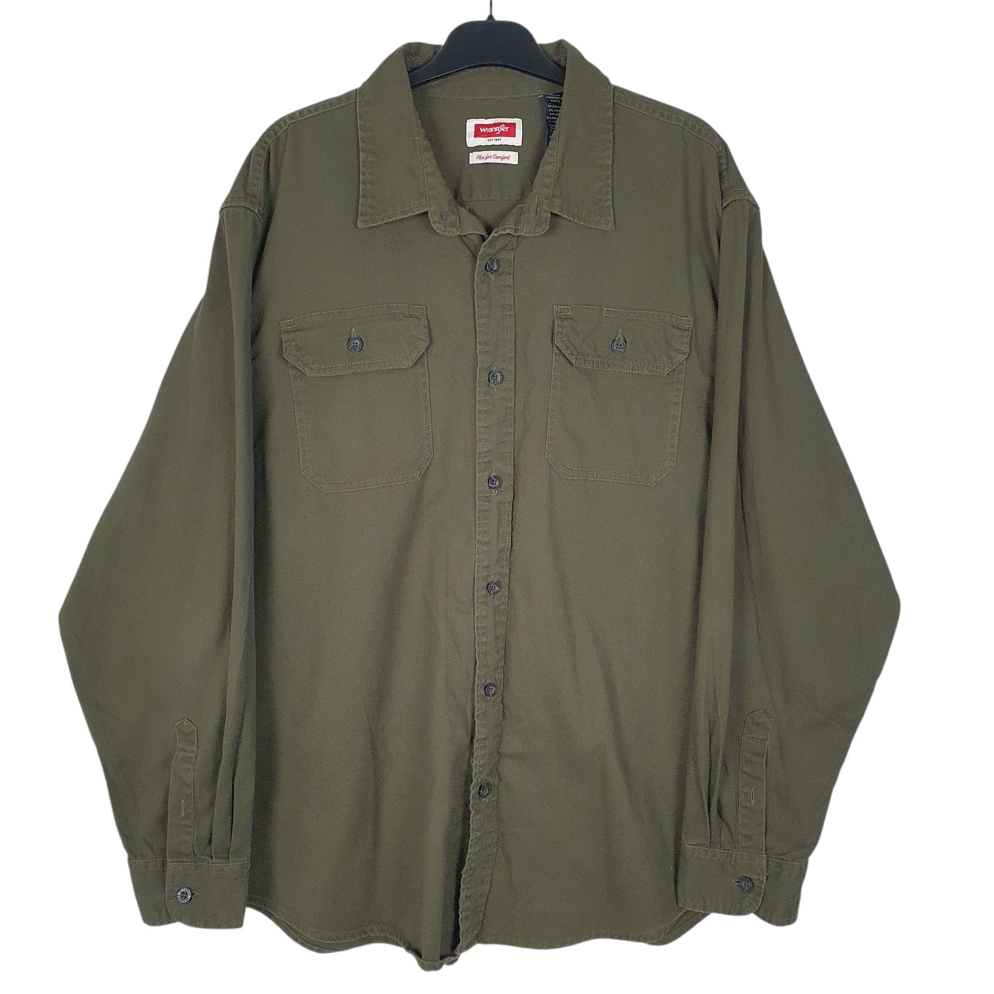 Mens Green Wrangler  Long Sleeve Shirt