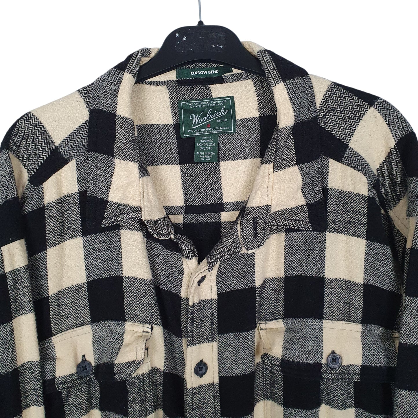 Mens Black Woolrich Oxbow Bend Thick Flannel Plaid  Shirt