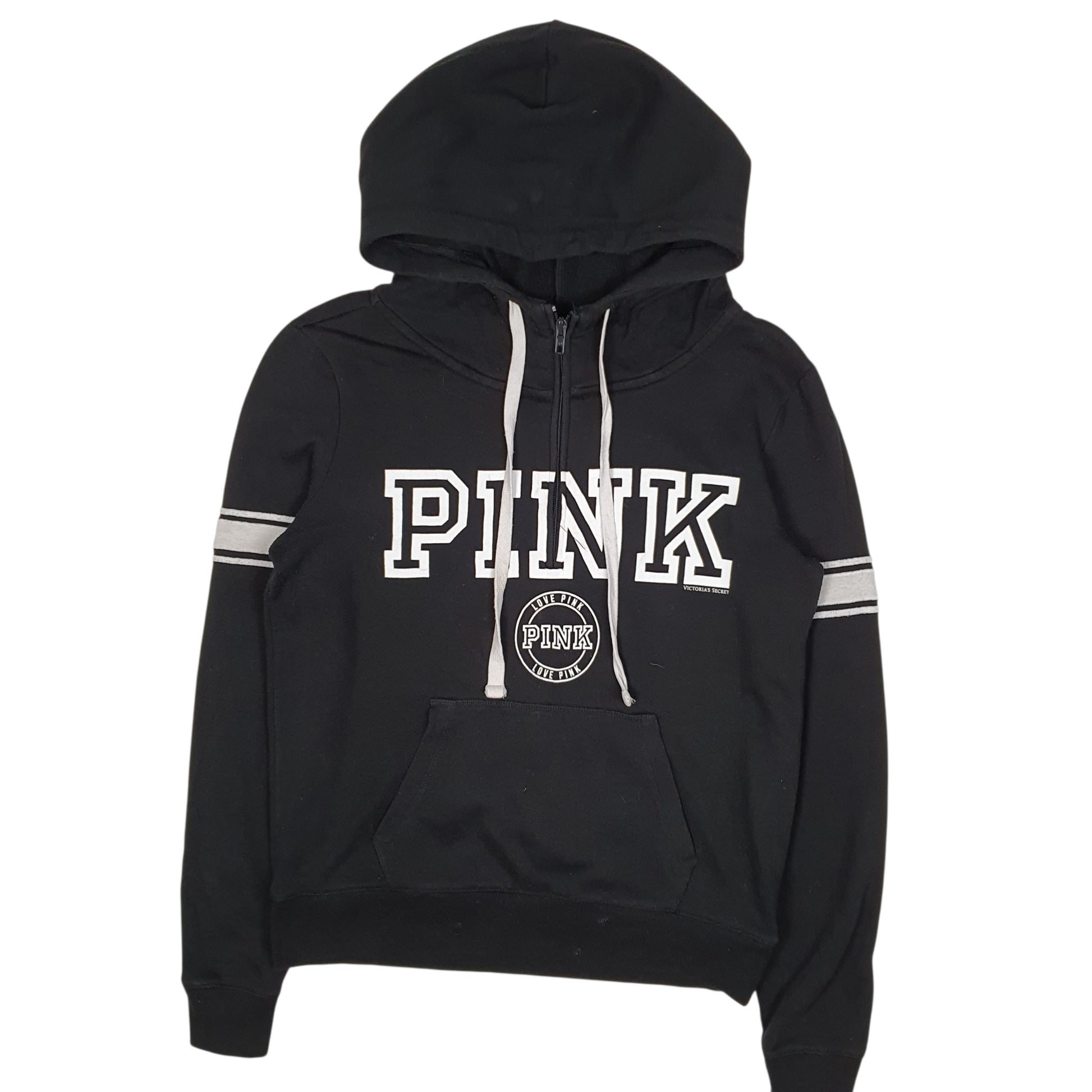 Womens Black Victorias Secret Pink Quarter Zip Jumper