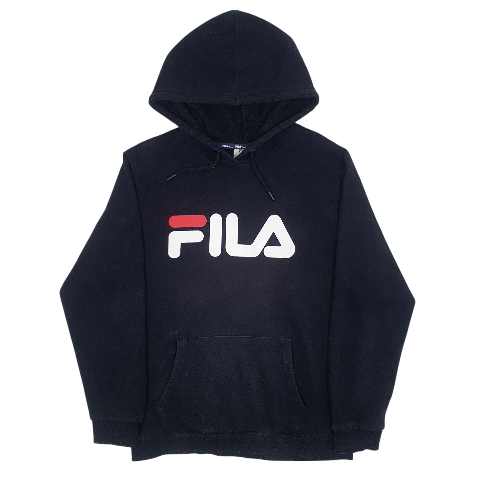 Mens Black Fila Spellout Hoodie Jumper
