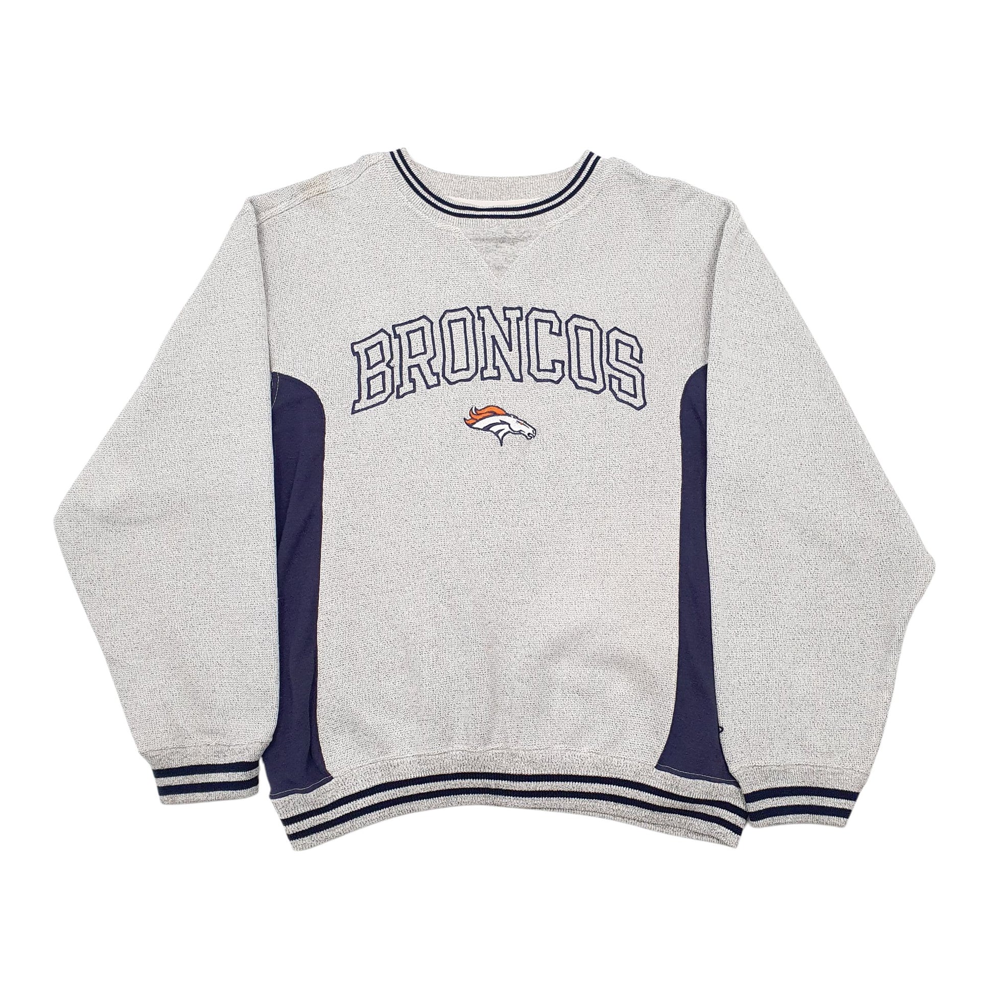 Mens Grey Logo Athletic NFL Denver Broncos Vintage 90s Crewneck Jumper