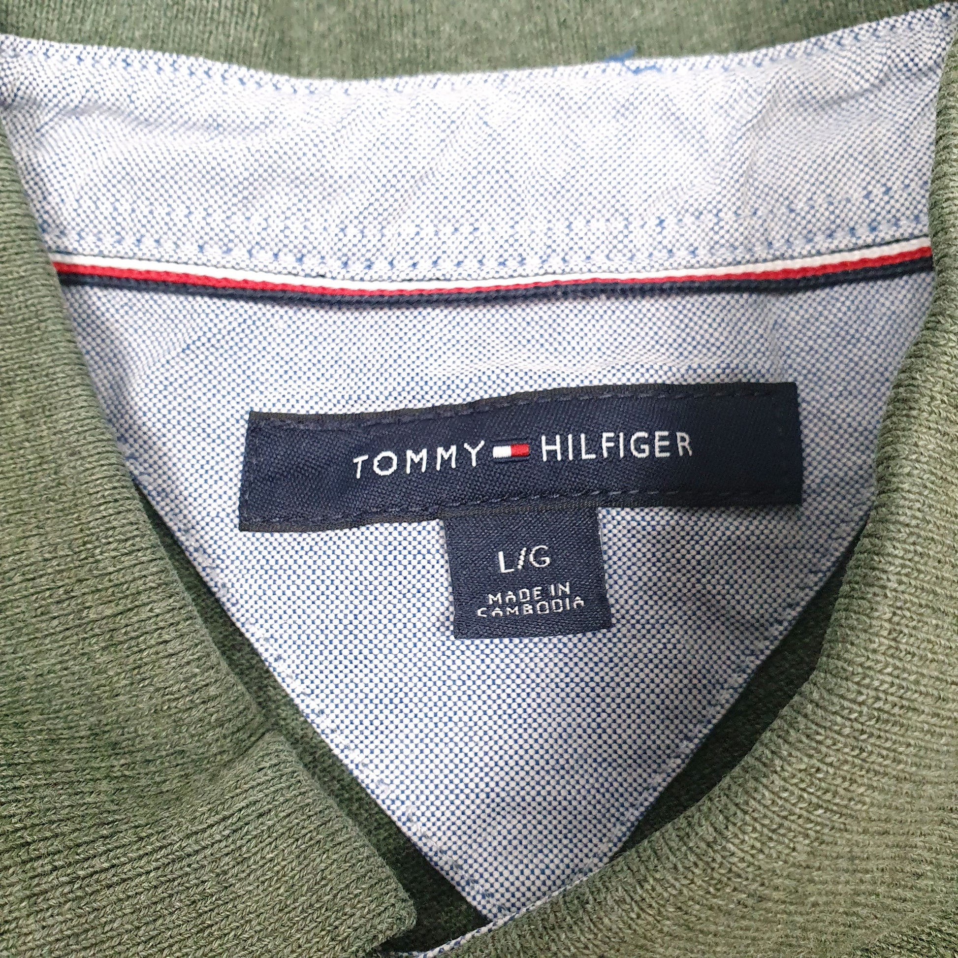 Mens Green Tommy Hilfiger  Hoodie Polo Shirt