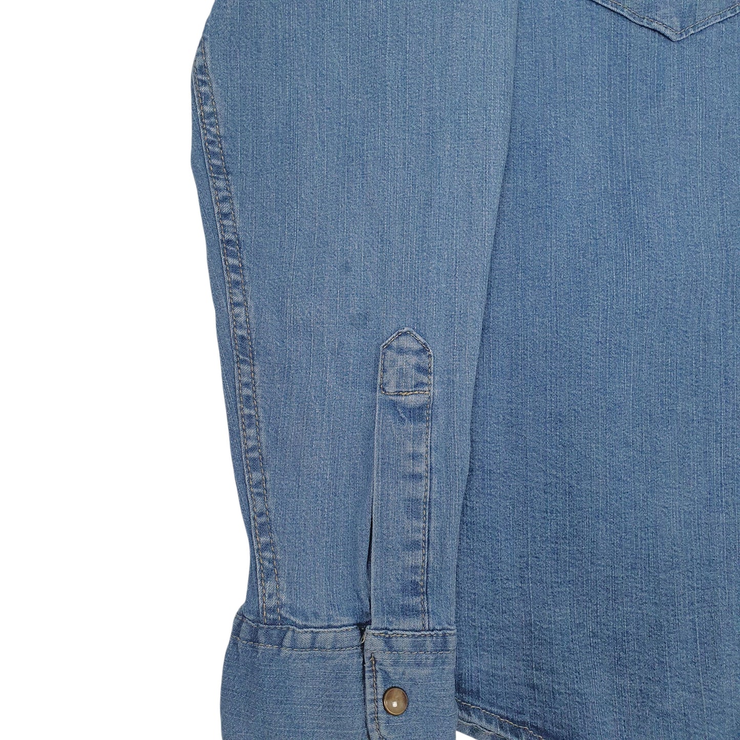 Mens Blue Wrangler Denim Pearl Snap Hoodie Shirt