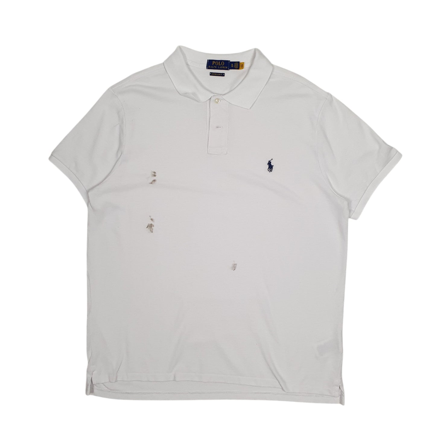Mens White Polo Ralph Lauren Custom Slim Fit Short Sleeve Polo Shirt