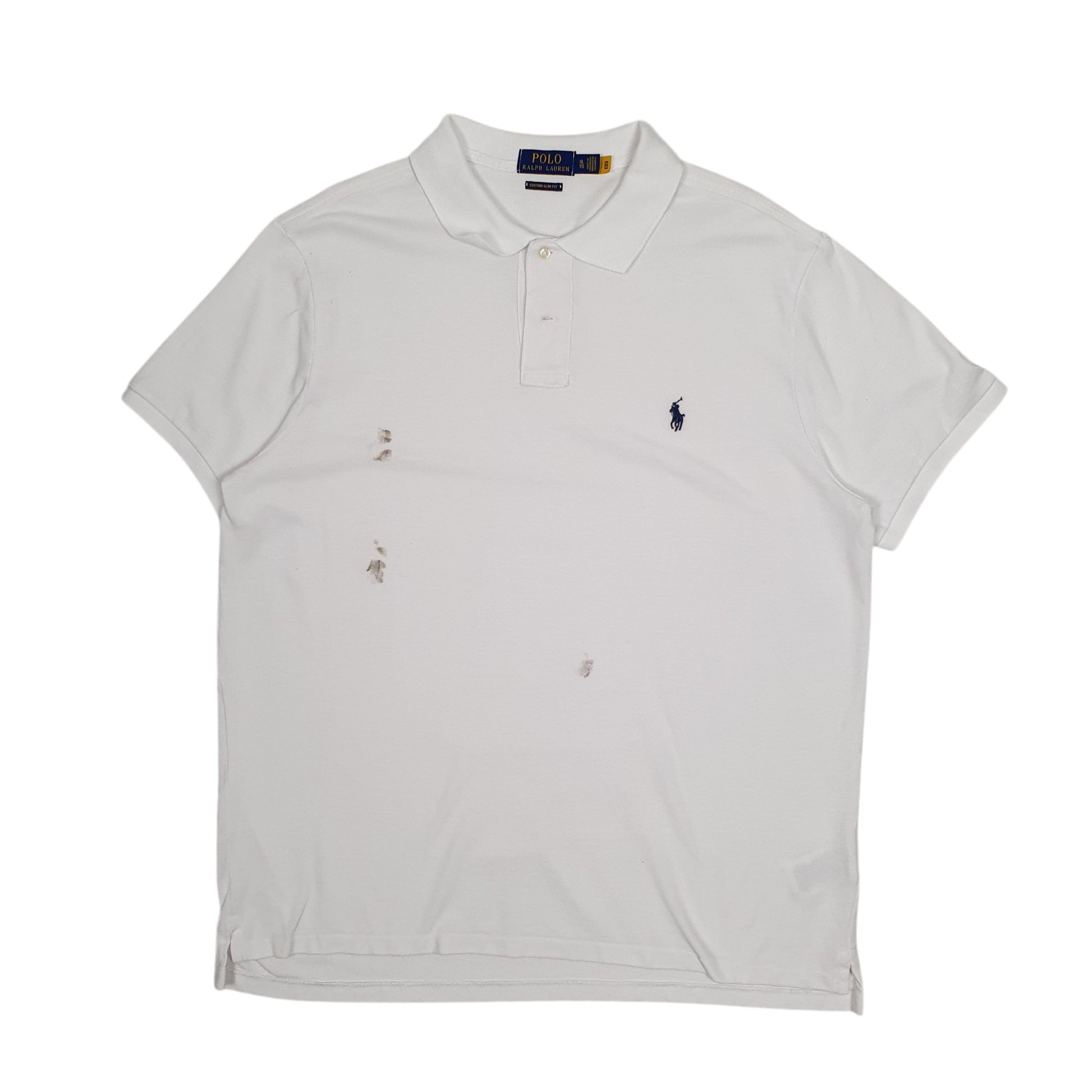 Mens White Polo Ralph Lauren Custom Slim Fit Short Sleeve Polo Shirt
