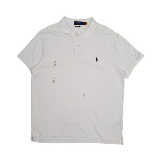 Mens White Polo Ralph Lauren Custom Slim Fit Short Sleeve Polo Shirt
