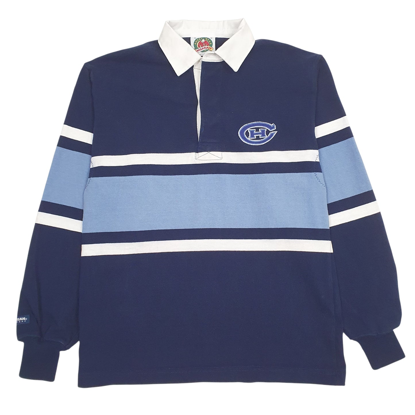 Mens Navy Barbarian Montreal Canadiens Long Sleeve Polo Shirt