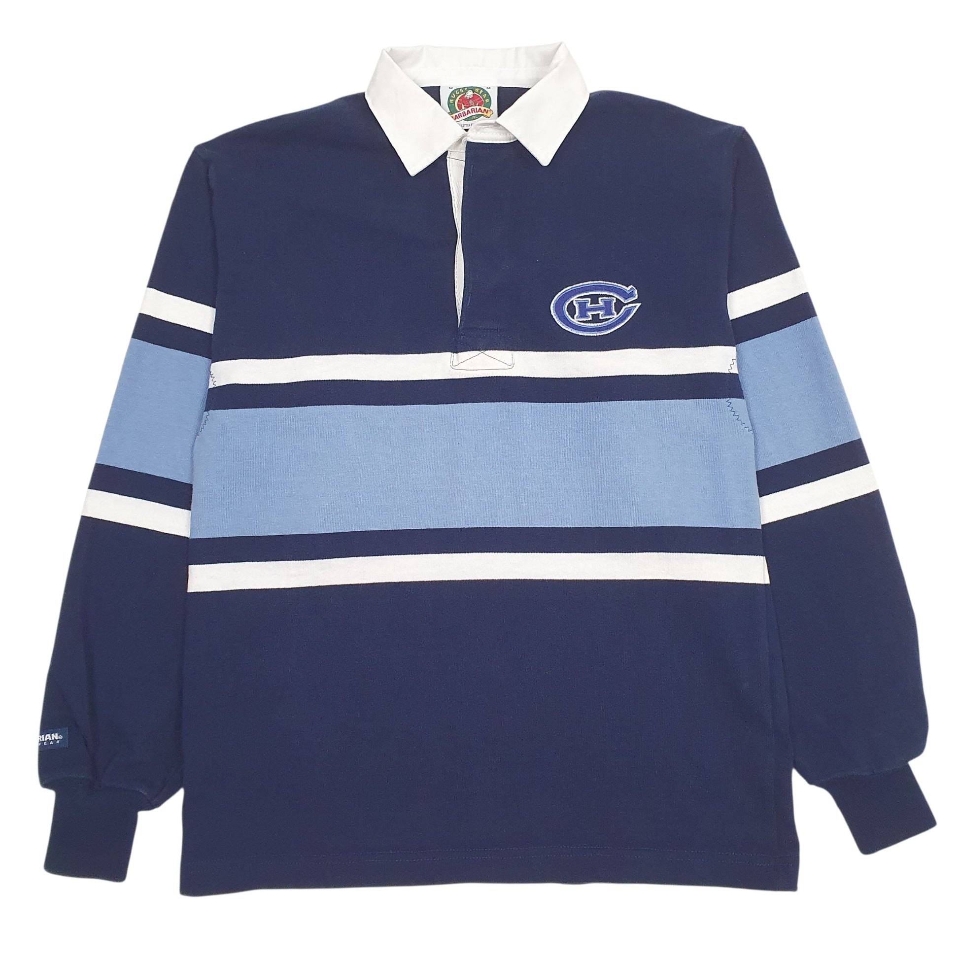 Mens Navy Barbarian Montreal Canadiens Long Sleeve Polo Shirt