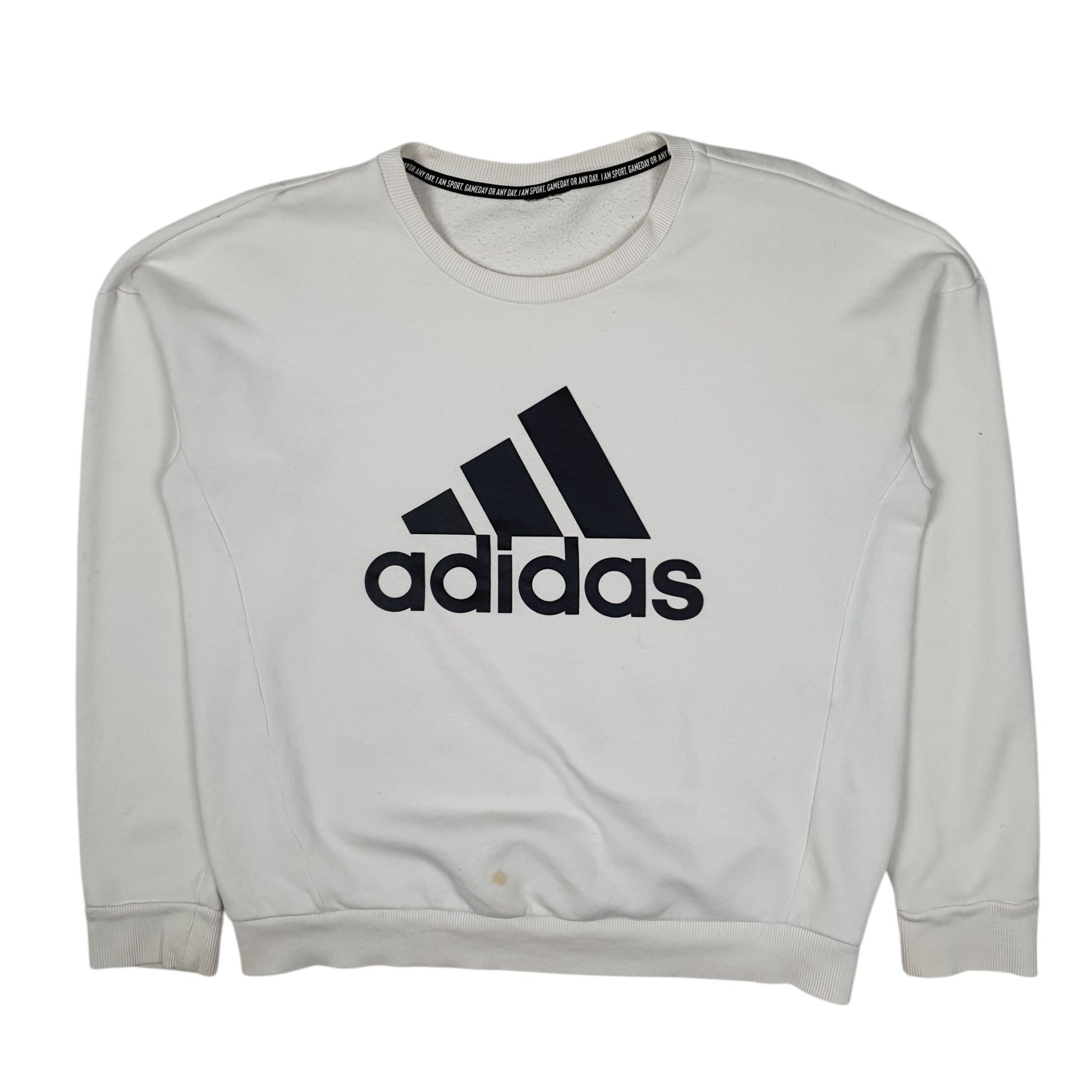 Womens White Adidas  Crewneck Jumper