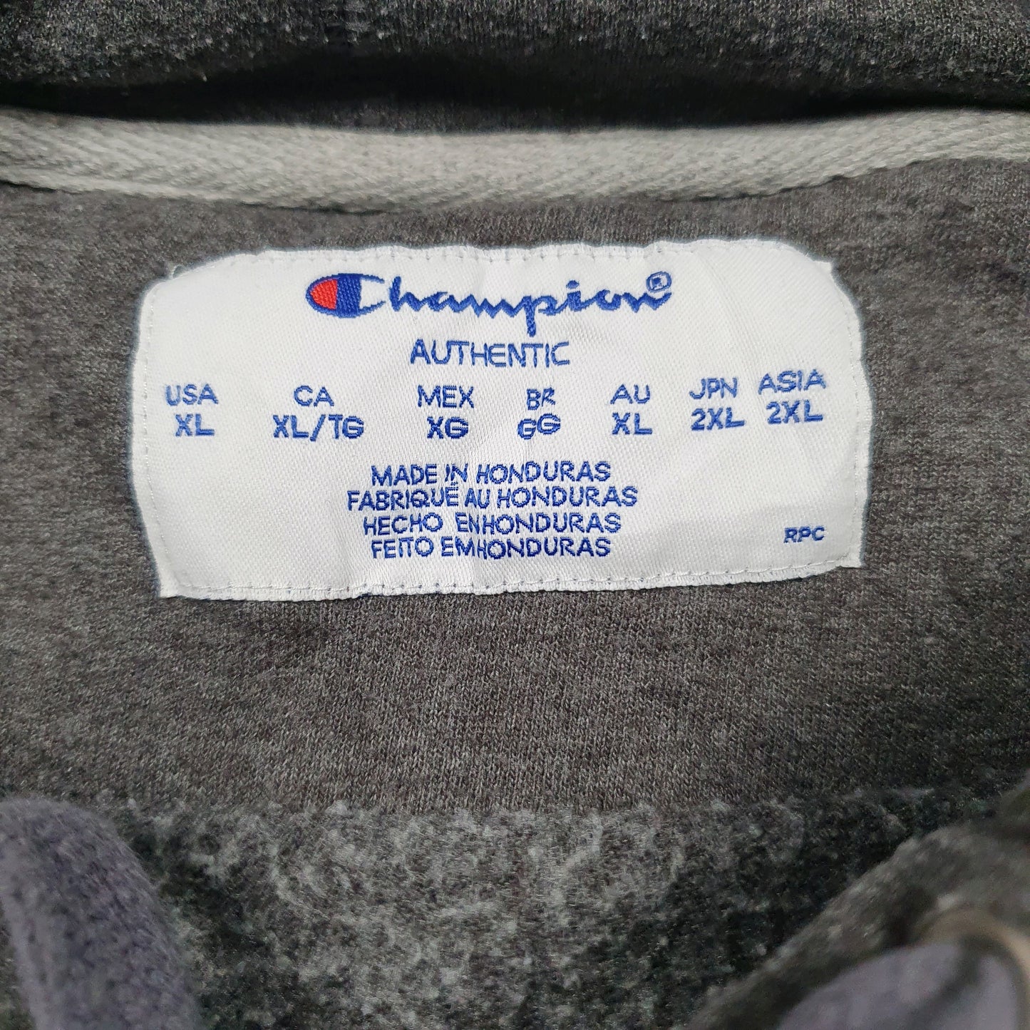 Mens Grey Champion Spellout Hoodie Jumper