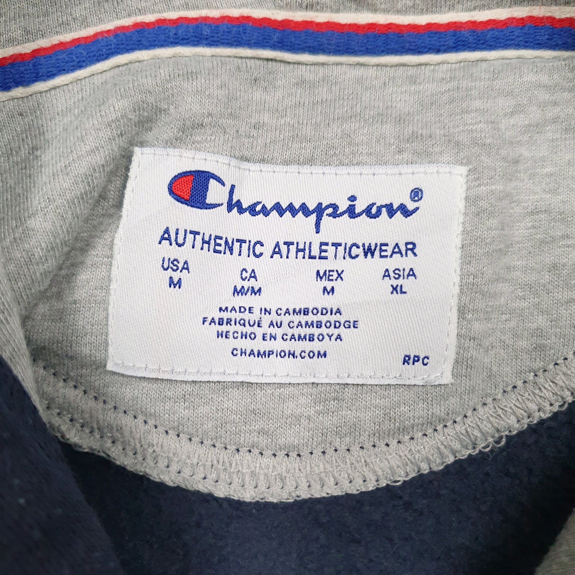 Mens Navy Champion Spellout Hoodie Jumper